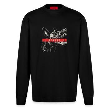 BEWARE Malinois | by NatureBark - Heavyweight Oversized Organic Langarmshirt Made in EU - SOLID BLACK - Vorne