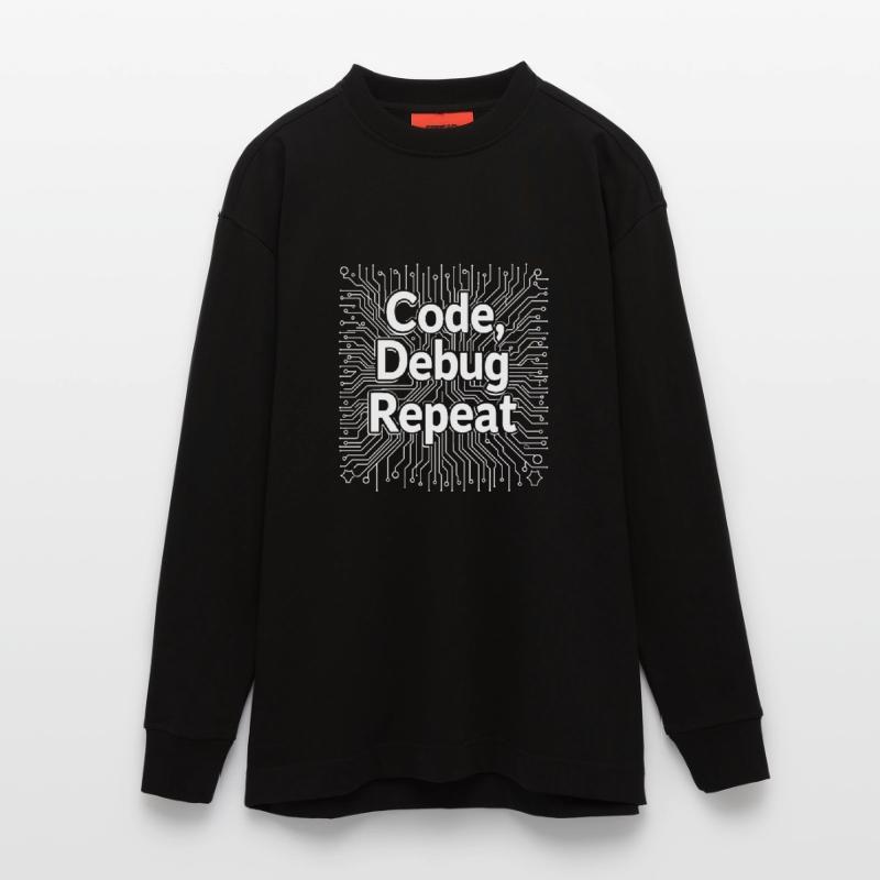 Code Debug Repeat - Software Engineer Heavyweight Oversized Organic Langarmshirt Made in EU