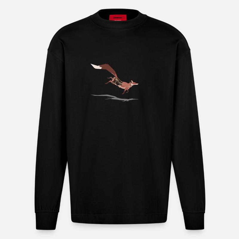 Fuchs und Vergänglichkeit - Heavyweight Oversized Organic Langarmshirt Made in EU - SOLID BLACK