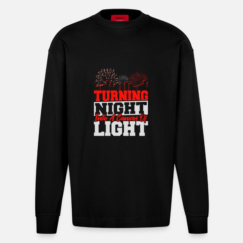Pyrotechnician Firecracker Pyro Crew - Heavyweight Oversized Organic Longsleeve Shirt Made in EU - SOLID BLACK