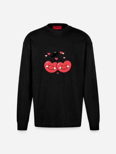 Cherry and Love - Heavyweight Oversized Organic Longsleeve Shirt Made in EU - SOLID BLACK