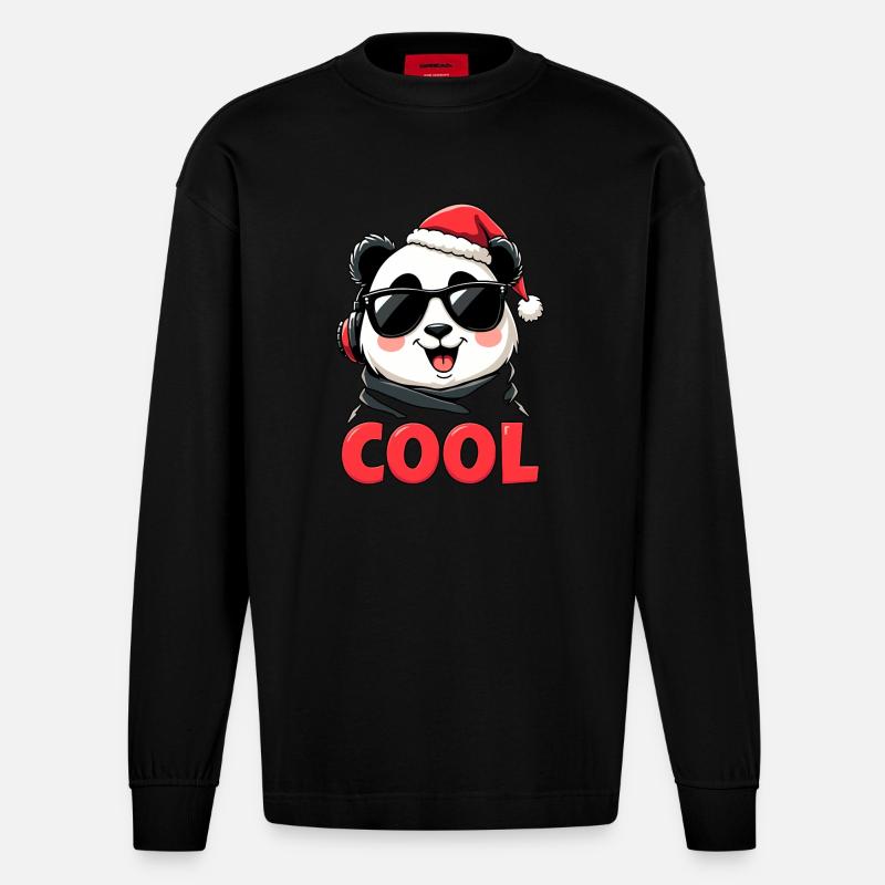 cooler Panda - Heavyweight Oversized Organic Langarmshirt Made in EU - SOLID BLACK