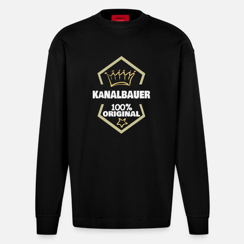 Work Sewer Builder - Heavyweight Oversized Organic Longsleeve Shirt Made in EU - SOLID BLACK