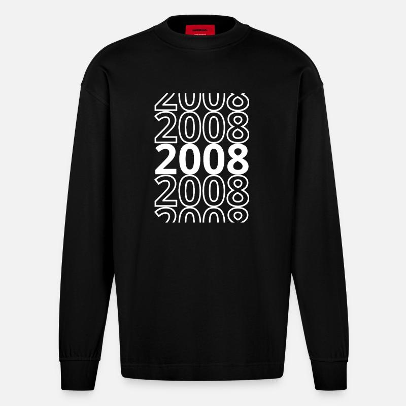 2008 2008 2008 - Heavyweight Oversized Organic Langarmshirt Made in EU - SOLID BLACK