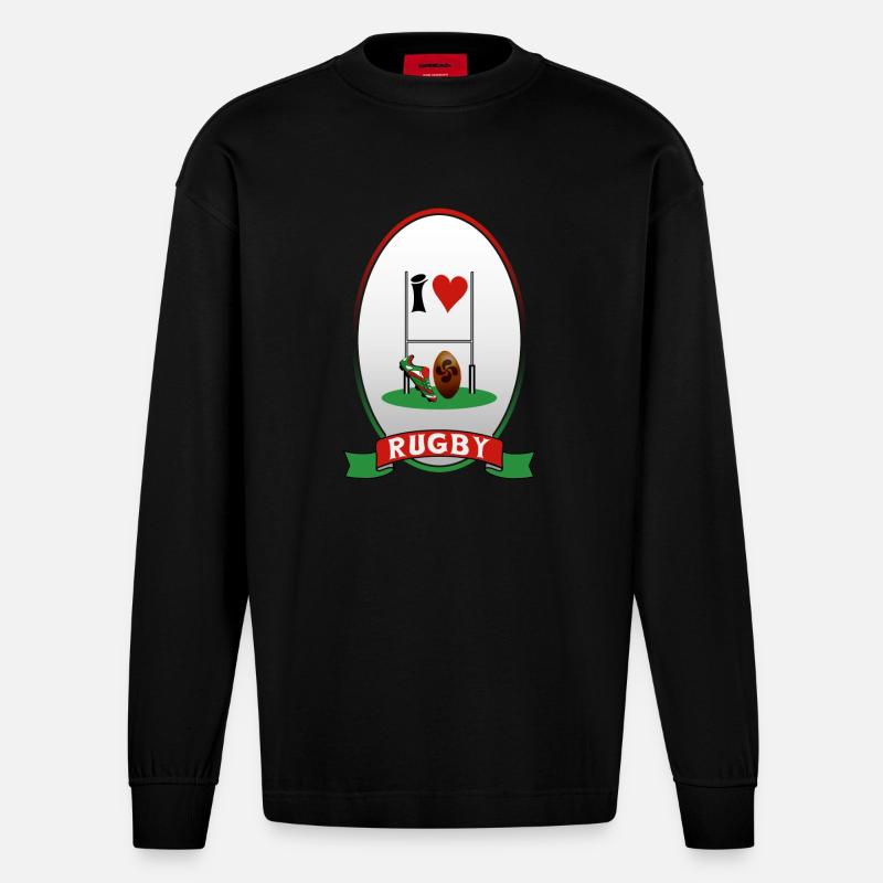 rugby - Heavyweight Oversized Organic Longsleeve Shirt Made in EU - SOLID BLACK