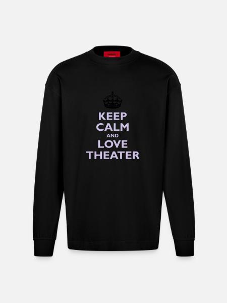 Keep Calm & Love Theater - Manches longues bio épais oversize fabriqué en UE - SOLID BLACK