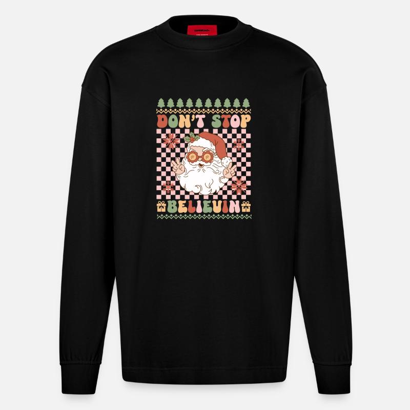 Hässlicher Weihnachtspullover - Heavyweight Oversized Organic Langarmshirt Made in EU - SOLID BLACK