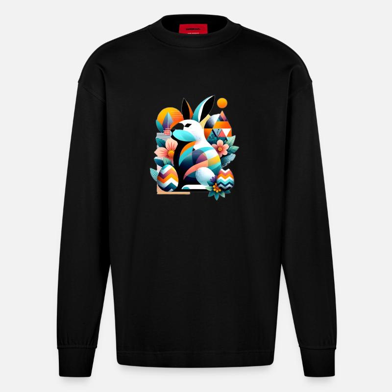 Modern Easter Graphics - Heavyweight Oversized Organic Langarmshirt Made in EU - SOLID BLACK