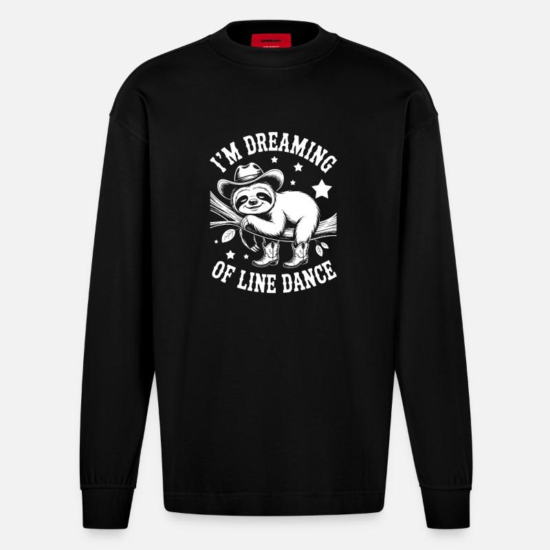 Faultier  LineDance Traum - Heavyweight Oversized Organic Langarmshirt Made in EU - SOLID BLACK