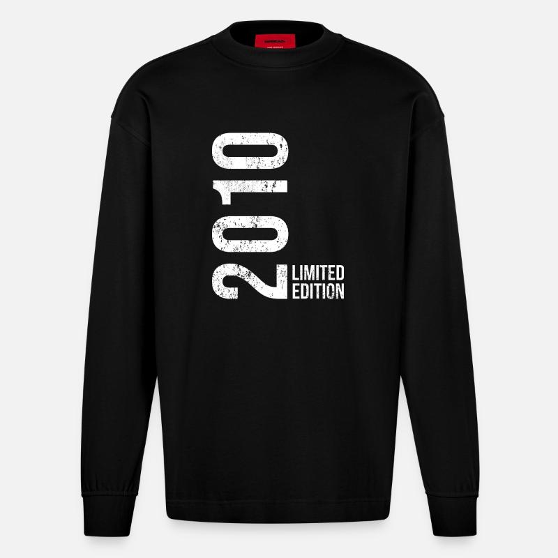 Édition limitée 2010 – 16e anniversaire - Manches longues bio épais oversize fabriqué en UE - SOLID BLACK