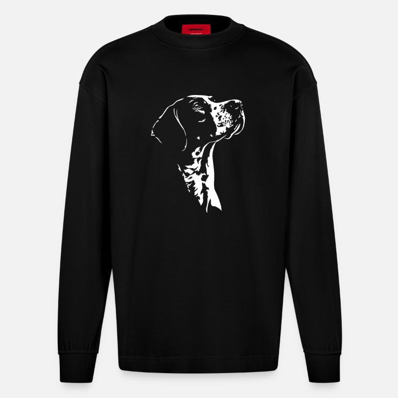 English Pointer Silhouette Hund Jagdhunde Wilsigns - Heavyweight Oversized Organic Langarmshirt Made in EU - SOLID BLACK