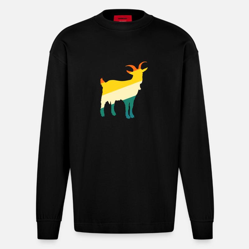 Ziegen - Heavyweight Oversized Organic Langarmshirt Made in EU - SOLID BLACK