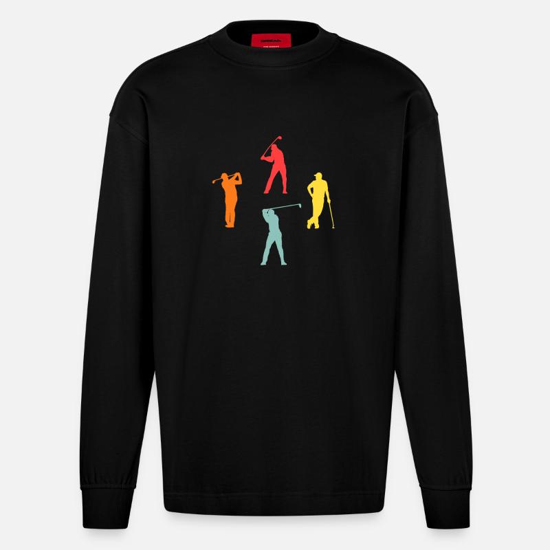 Golfspieler Evolution Golf - Heavyweight Oversized Organic Langarmshirt Made in EU - SOLID BLACK