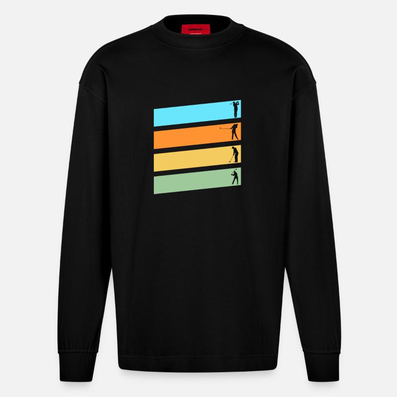 Golfspieler Golf - Heavyweight Oversized Organic Langarmshirt Made in EU - SOLID BLACK