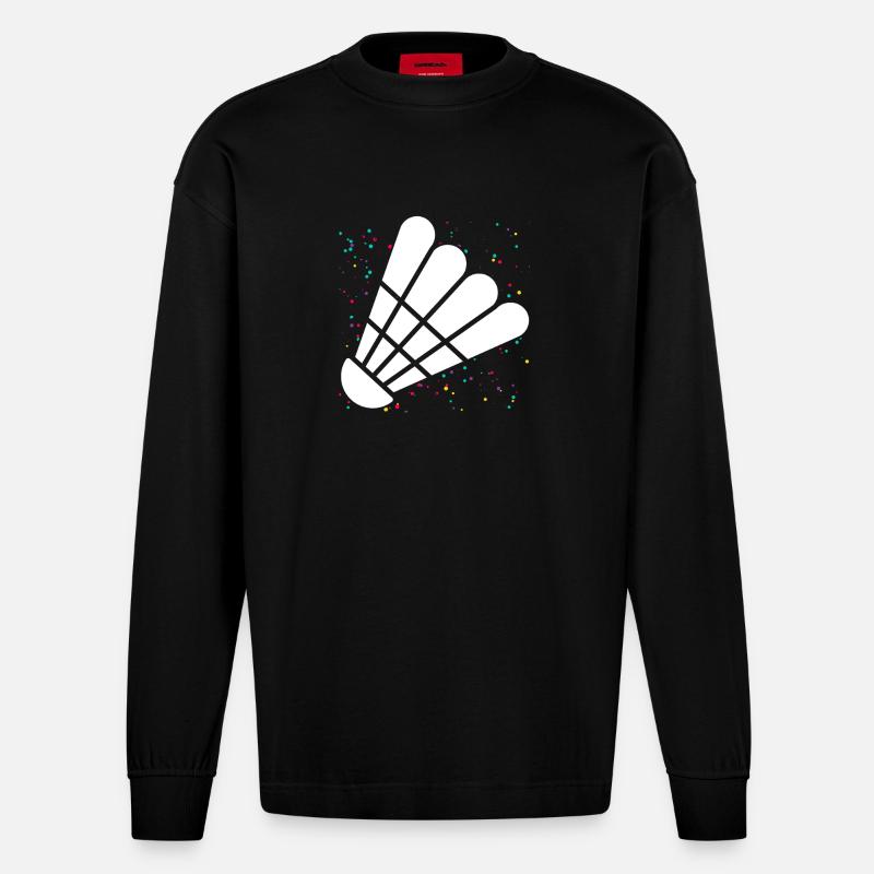 Federball Badminton - Manches longues bio épais oversize fabriqué en UE - SOLID BLACK
