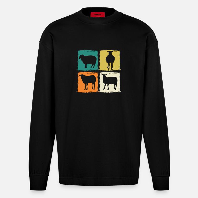 Schäfer Schaf - Heavyweight Oversized Organic Langarmshirt Made in EU - SOLID BLACK