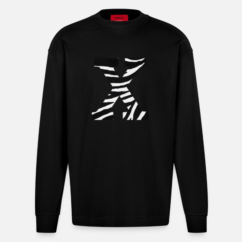 Buchstabe x Zebra - Heavyweight Oversized Organic Langarmshirt Made in EU - SOLID BLACK
