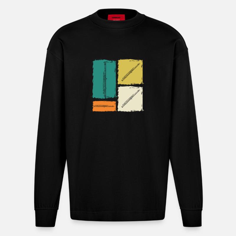 Flötist Querflöte - Heavyweight Oversized Organic Langarmshirt Made in EU - SOLID BLACK