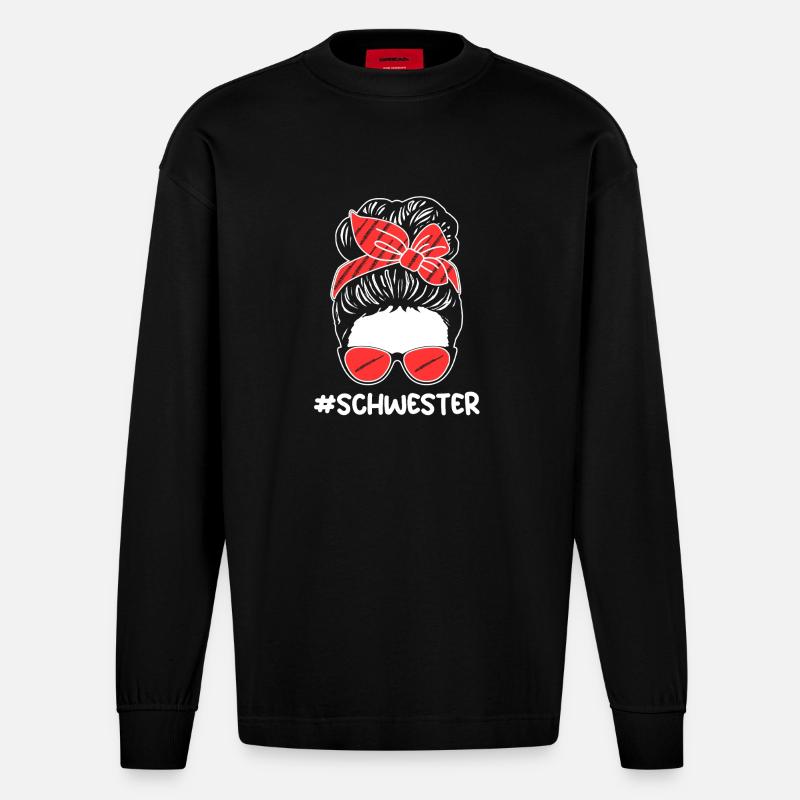 Flötist Schwester Querflöte - Heavyweight Oversized Organic Langarmshirt Made in EU - SOLID BLACK