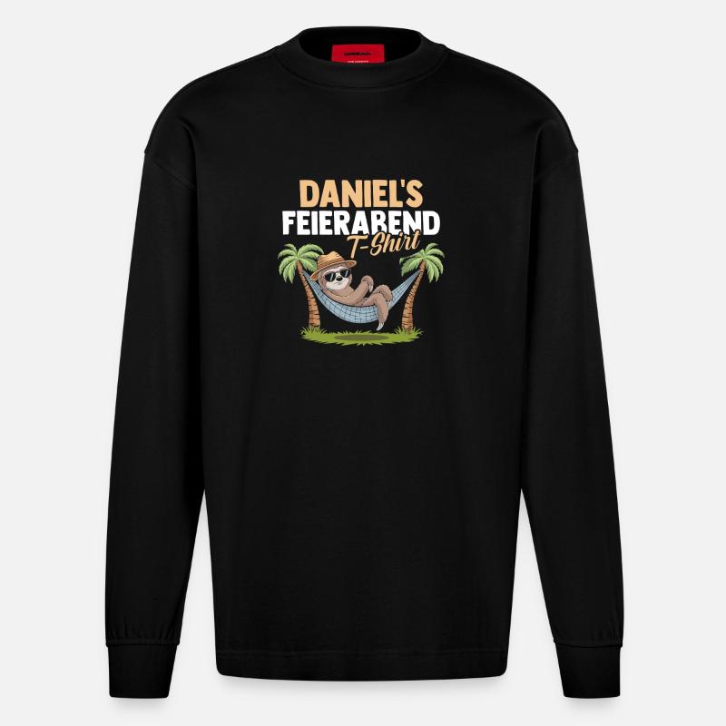 Faultier Daniel - Heavyweight Oversized Organic Langarmshirt Made in EU - SOLID BLACK