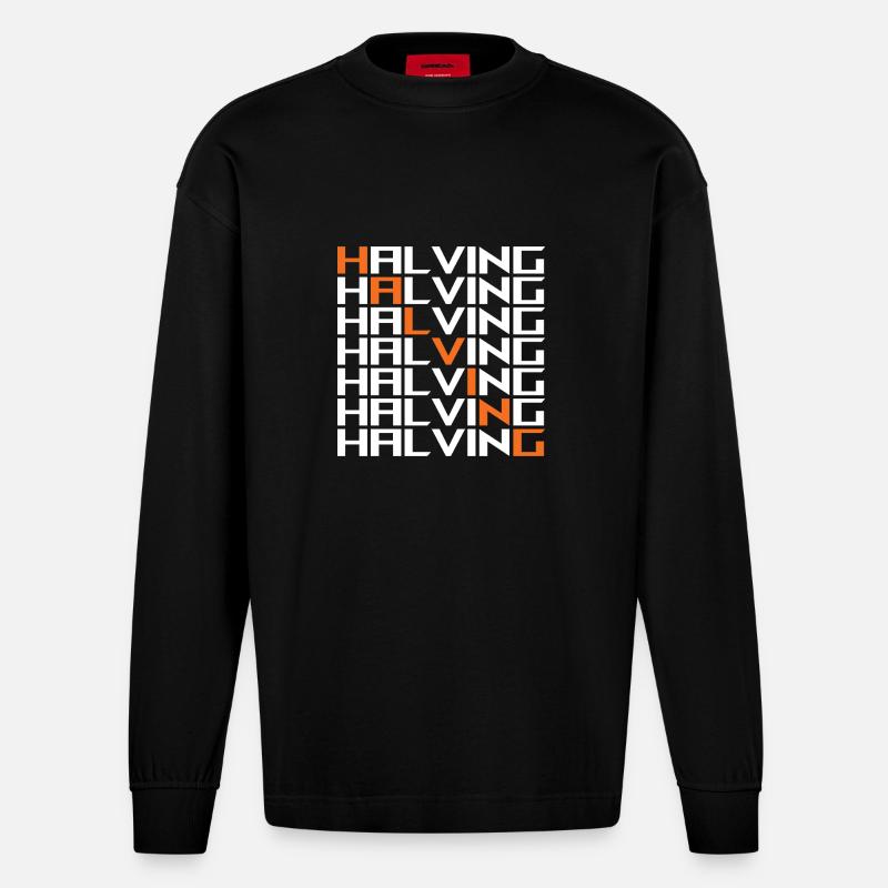 Bitcoin Halving - Heavyweight Oversized Organic Langarmshirt Made in EU - SOLID BLACK
