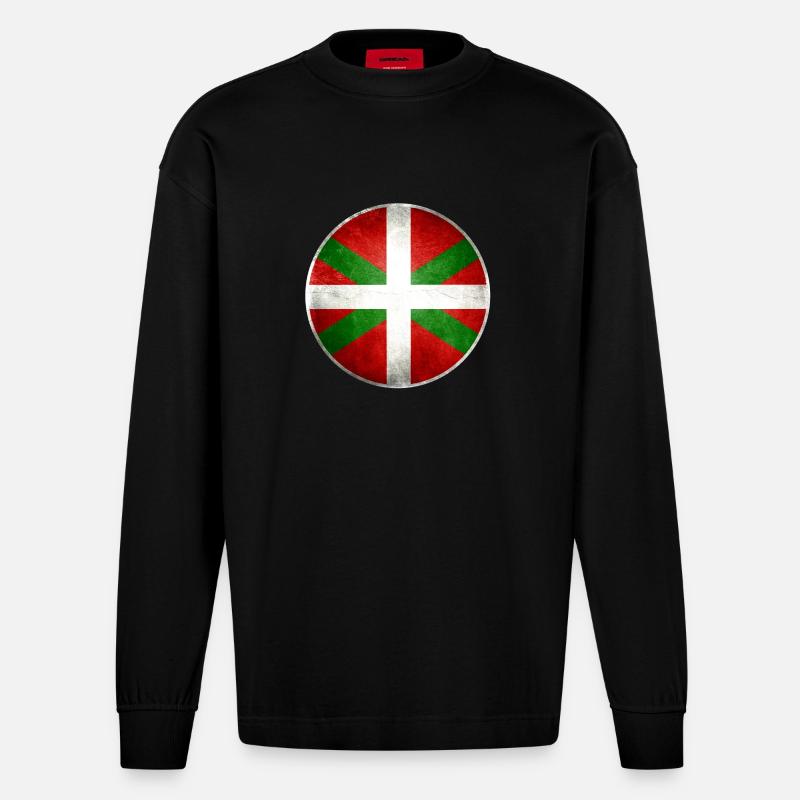 Basque drapeau 2 - Manches longues bio épais oversize fabriqué en UE - SOLID BLACK