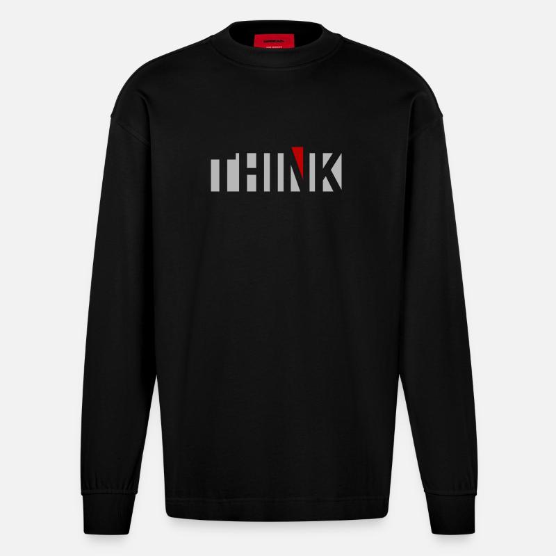 THINK - Heavyweight Oversized Organic Langarmshirt Made in EU - SOLID BLACK