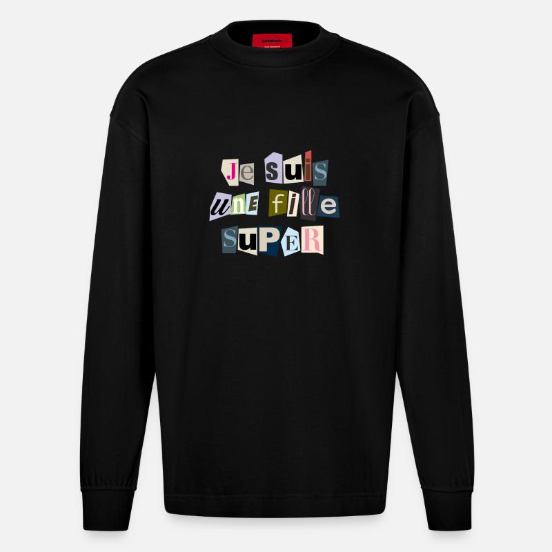 Ich bin ein Super-Mädchen - Heavyweight Oversized Organic Langarmshirt Made in EU - SOLID BLACK