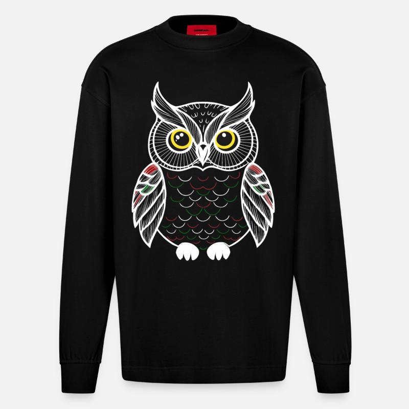 bunte Eule - Heavyweight Oversized Organic Langarmshirt Made in EU - SOLID BLACK