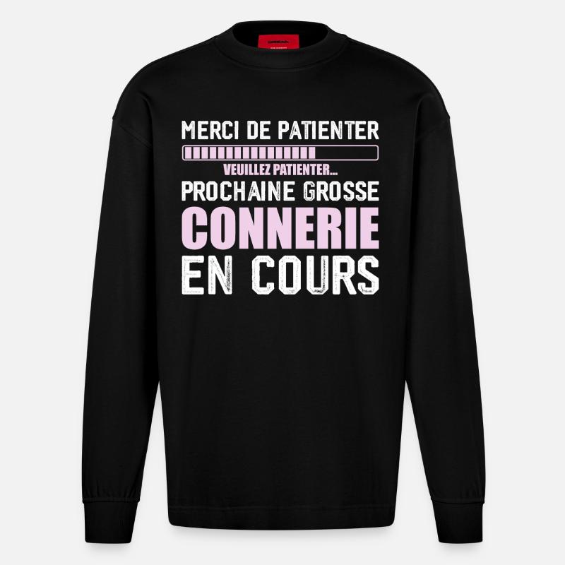 Weiter lustig - Heavyweight Oversized Organic Langarmshirt Made in EU - SOLID BLACK