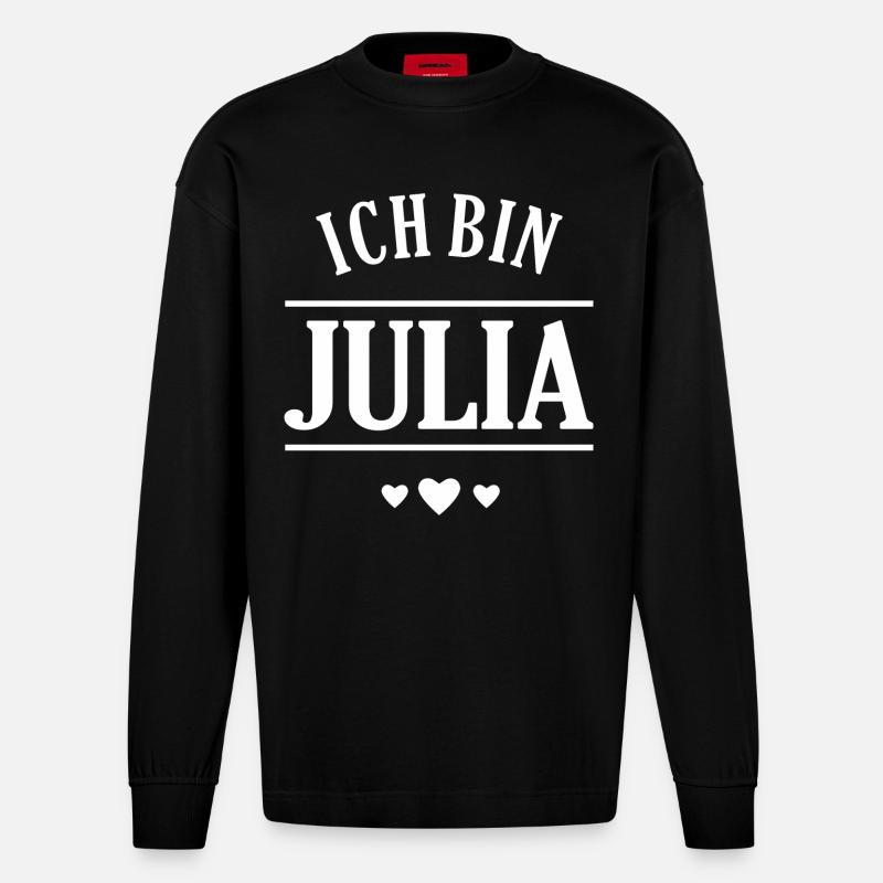 Ich bin Julia - Heavyweight Oversized Organic Langarmshirt Made in EU - SOLID BLACK