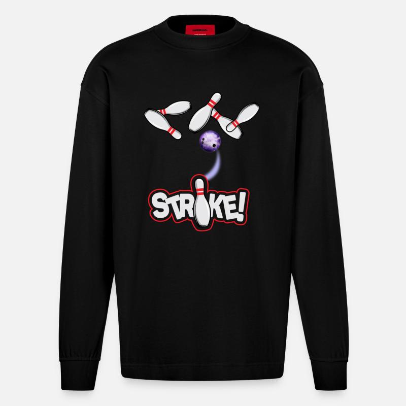 Bowling Strike - Heavyweight Oversized Organic Langarmshirt Made in EU - SOLID BLACK