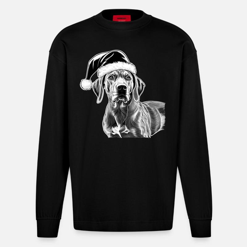 Rhodesian Ridgeback Weihnachten - Heavyweight Oversized Organic Langarmshirt Made in EU - SOLID BLACK