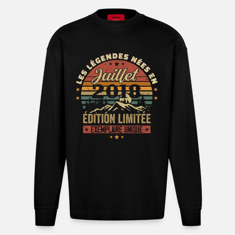 Juli 2018 Jahrgangs-Jubiläum 2018 Juli - Heavyweight Oversized Organic Langarmshirt Made in EU - SOLID BLACK