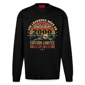 Retro 2000 – Legenden, geboren im September 2000 - Heavyweight Oversized Organic Langarmshirt Made in EU - SOLID BLACK - Vorne