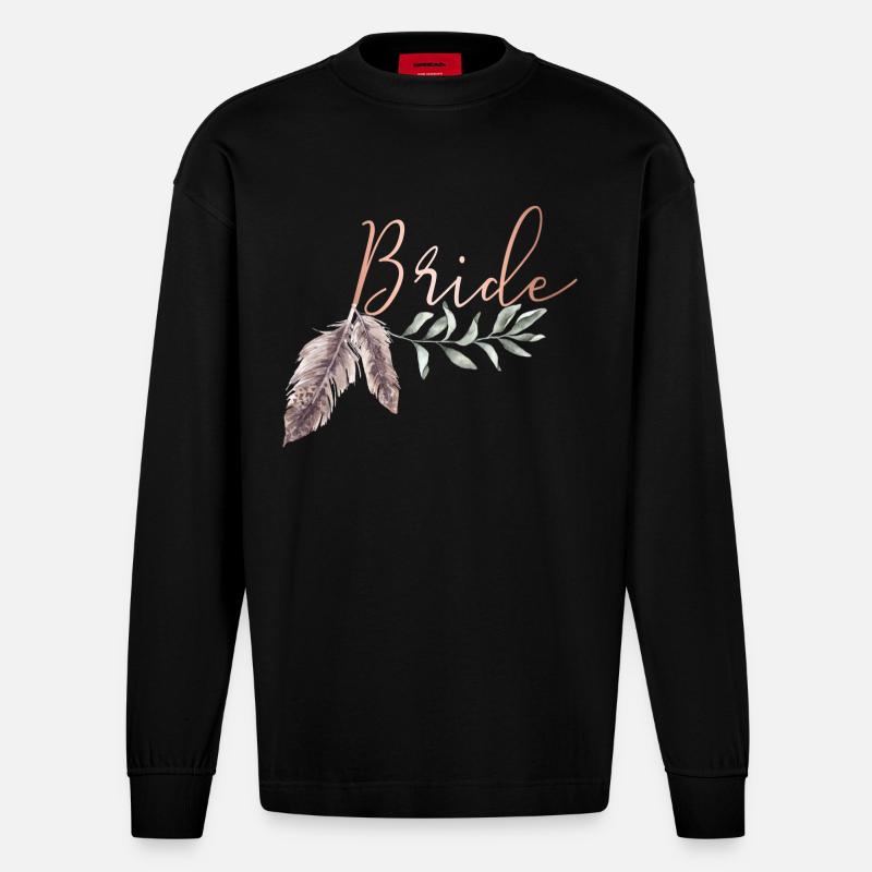Boho Bride Braut - Heavyweight Oversized Organic Langarmshirt Made in EU - SOLID BLACK
