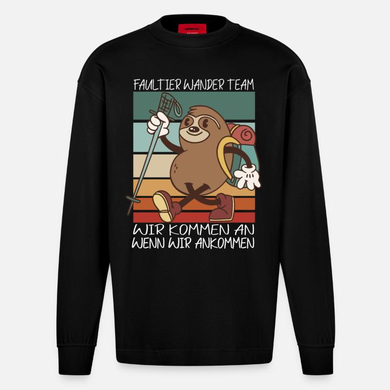 Faultier Wanderteam Faultier Wander Team - Heavyweight Oversized Organic Langarmshirt Made in EU - SOLID BLACK