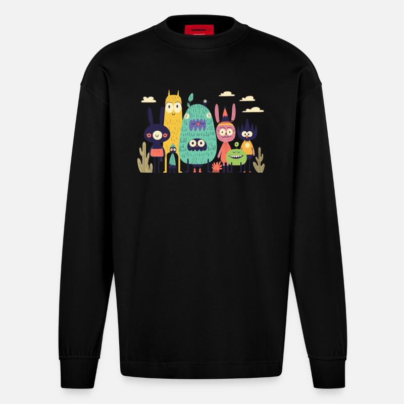 Der Träumer und seine Freunde - Heavyweight Oversized Organic Langarmshirt Made in EU - SOLID BLACK