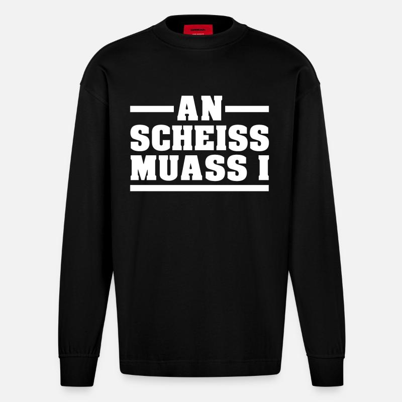 AN SCHEISS MUASS I - Heavyweight Oversized Organic Langarmshirt Made in EU - SOLID BLACK