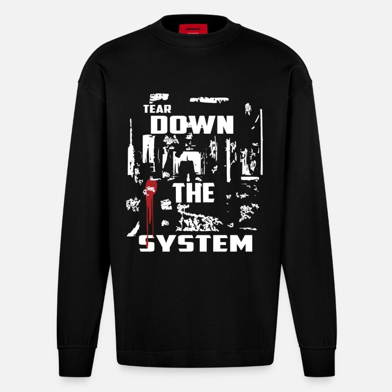 Zerstören Sie das System - Heavyweight Oversized Organic Langarmshirt Made in EU - SOLID BLACK