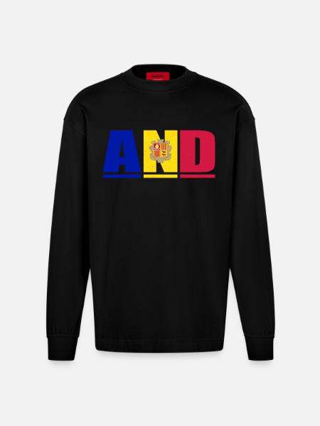 Andorre Graphique - Manches longues bio épais oversize fabriqué en UE - SOLID BLACK