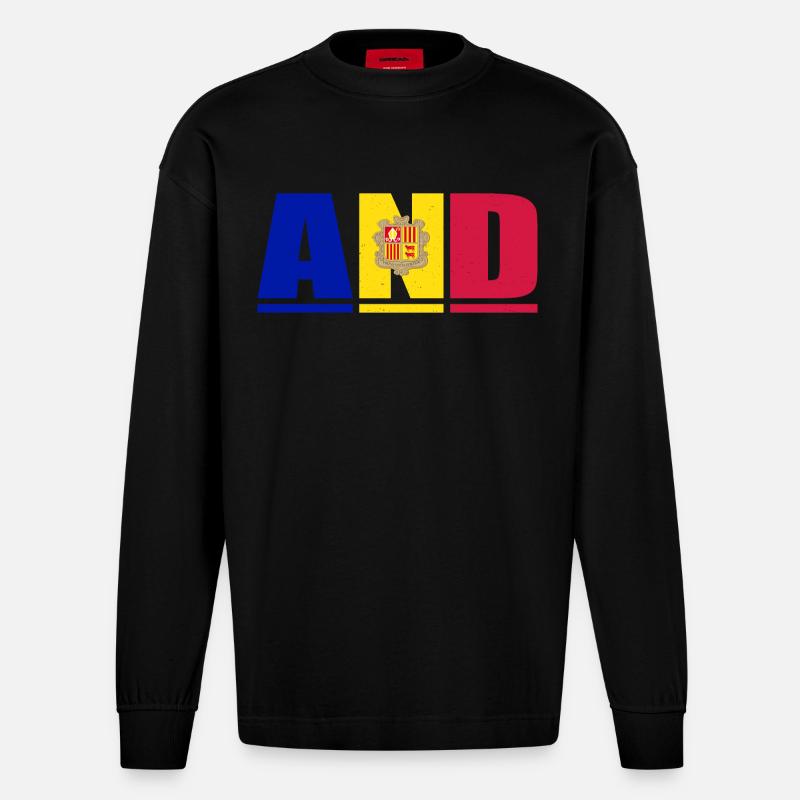 Andorra Grafik - Heavyweight Oversized Organic Langarmshirt Made in EU - SOLID BLACK