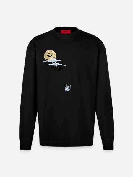Halloween rocks - Heavyweight Oversized Organic Longsleeve Shirt Made in EU - SOLID BLACK