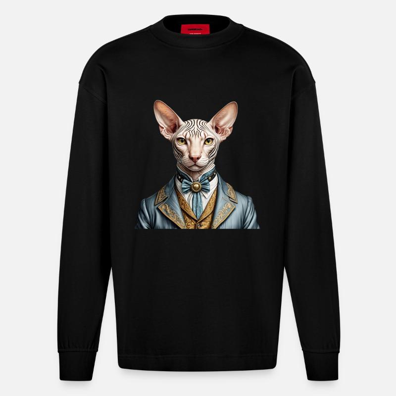 Sphynx élégant - Manches longues bio épais oversize fabriqué en UE - SOLID BLACK