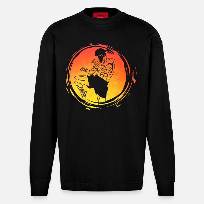 Muay Thai - Heavyweight Oversized Organic Langarmshirt Made in EU - SOLID BLACK