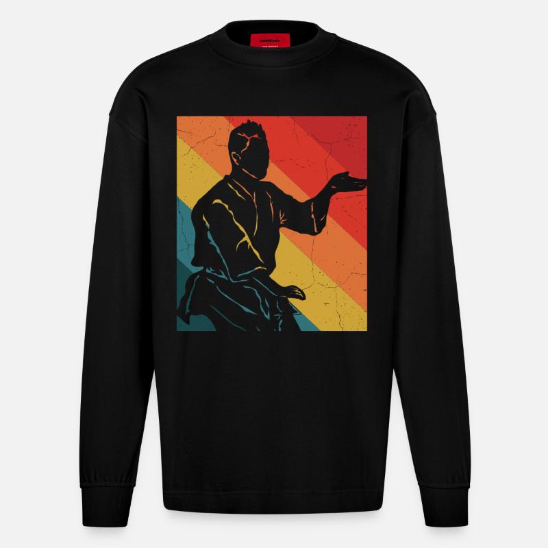 Wing Chun Kung Fu - Manches longues bio épais oversize fabriqué en UE - SOLID BLACK