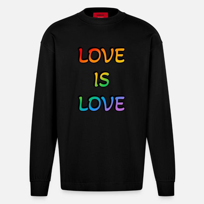Regenbogen-Liebe ist Liebe - Heavyweight Oversized Organic Langarmshirt Made in EU - SOLID BLACK