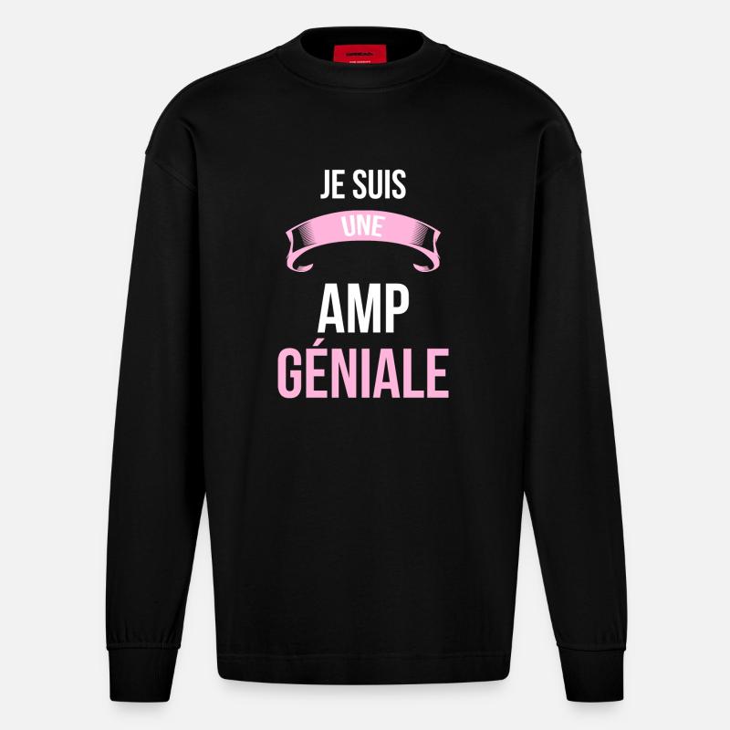 je suis une AMP - Manches longues bio épais oversize fabriqué en UE - SOLID BLACK
