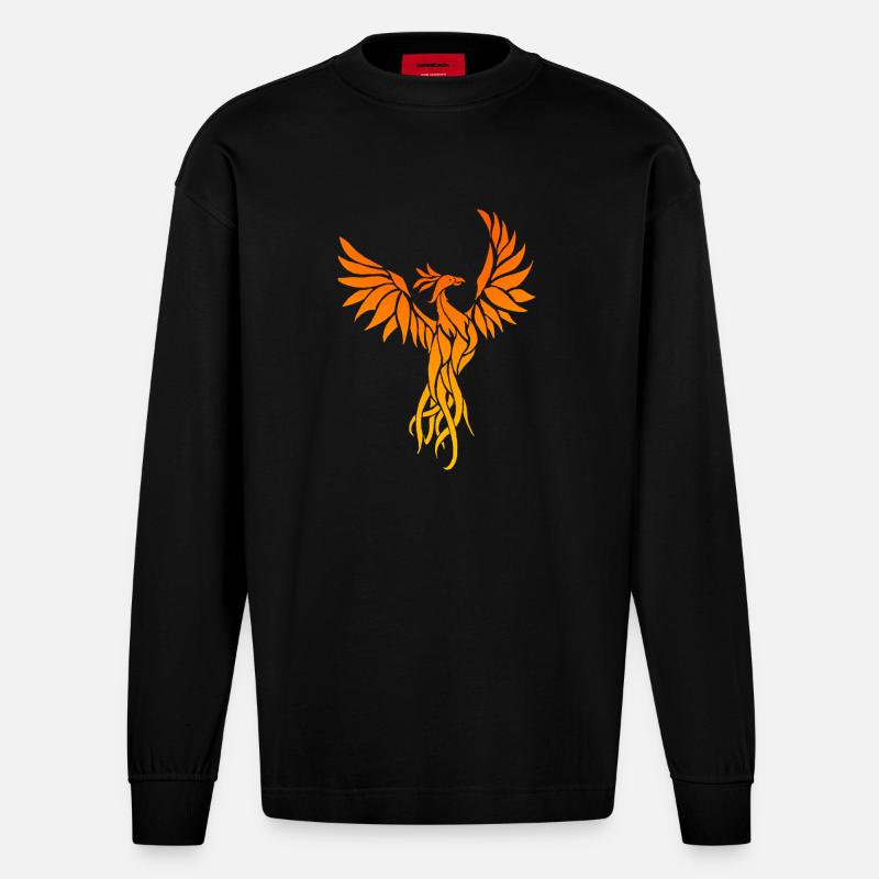 phoenix_2 - Heavyweight Oversized Organic Langarmshirt Made in EU - SOLID BLACK