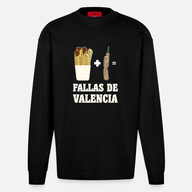 Fallas Pyro Chorrus - Heavyweight Oversized Organic Langarmshirt Made in EU - SOLID BLACK